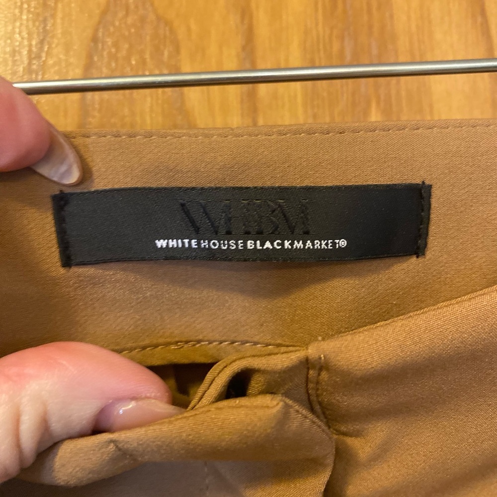 White House Black Market camel belted dress pants